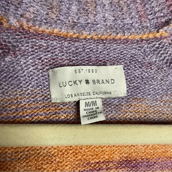 Lucky Brand Boho Soft Cozy Gradient Stripe Longline Open Front Cardigan - Picture 2 of 12